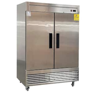 54 in. 48 cu.ft. Auto Defrost Two Door Commercial Reach In Upright Freezer in Stainless Steel