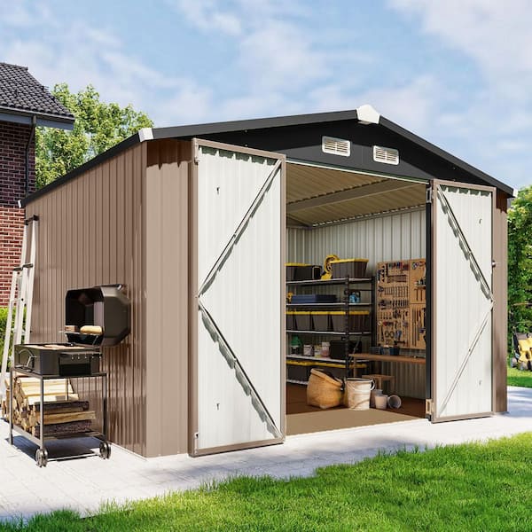 Sizzim 9 ft. W x 7 ft. D Metal Storage Shed with Floor, Air Vents