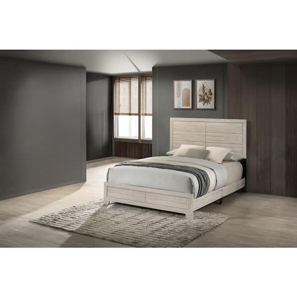 Dolce Rustic Gray Oak Color Wood Frame Queen Panel Bed