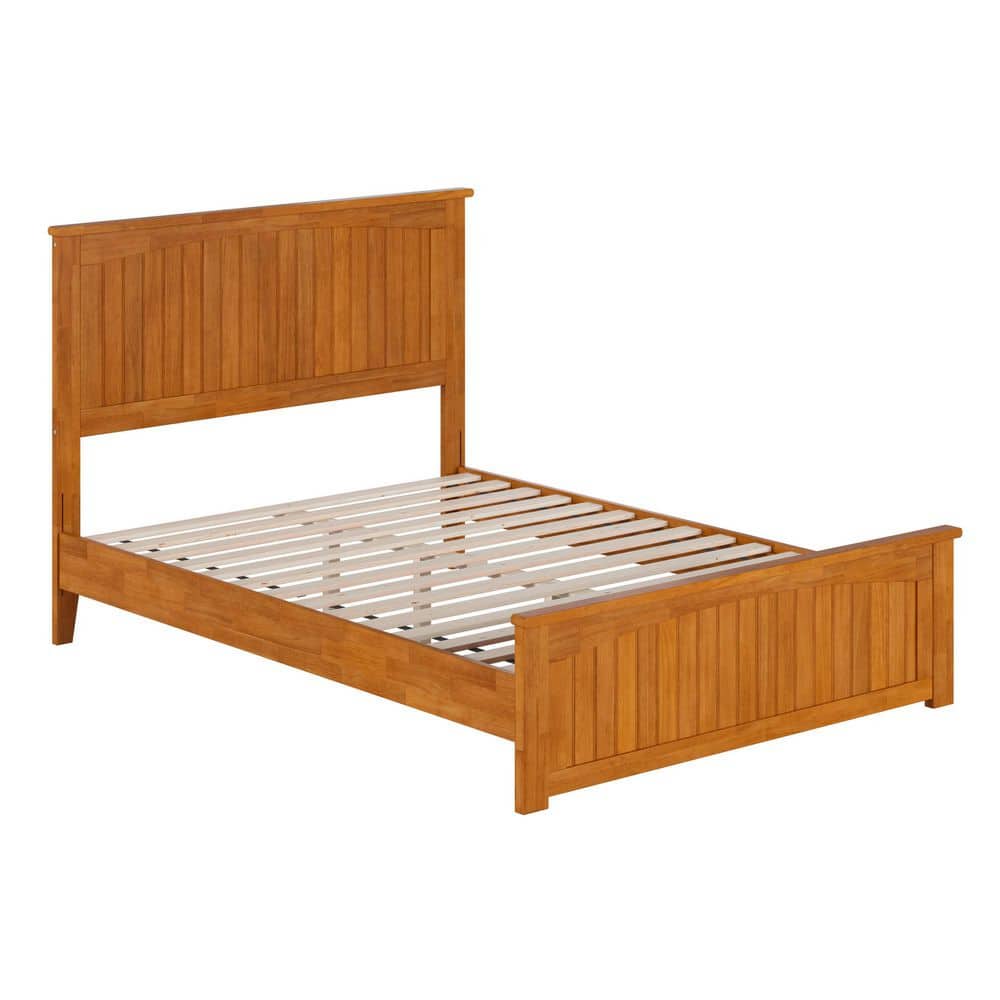 Naples Full Light Toffee Wood Platform Bed with Headboard and Slats