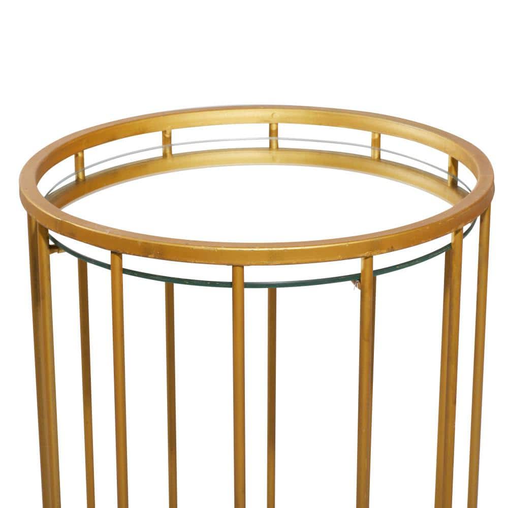 Sleek Gold Metal & Mirrored Glass Round Nesting Tables - Set of 3