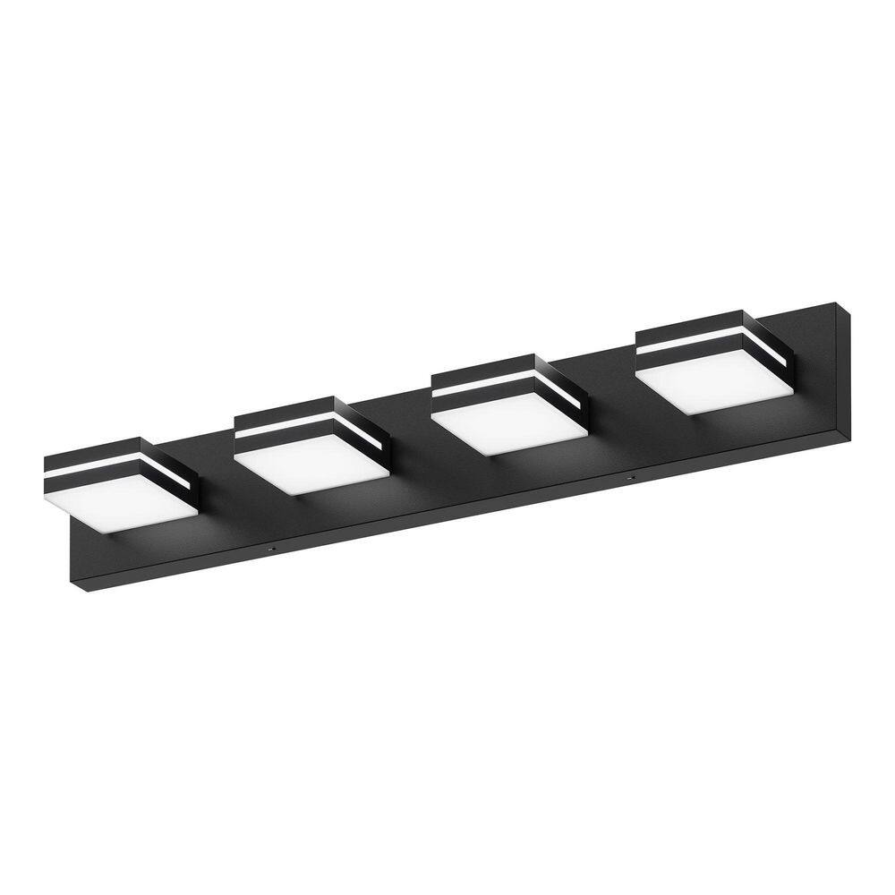 29.9 in. 4-Light Modern Matte Black LED Vanity Light Bar with Acrylic Shades for Mirror, Shower, and Bathroom Decor price history on PriceWatchPro