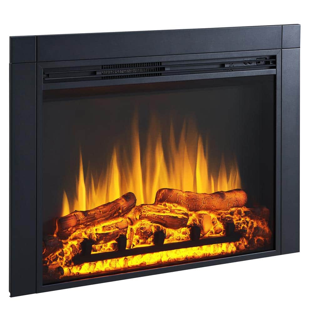 36 in. Ventless Electric Fireplace Insert in Black with Remote Control, 750