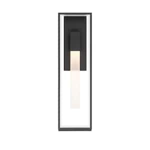 24 in. Black Outdoor Hardwire Wall Lantern Sconce with Integrated LED