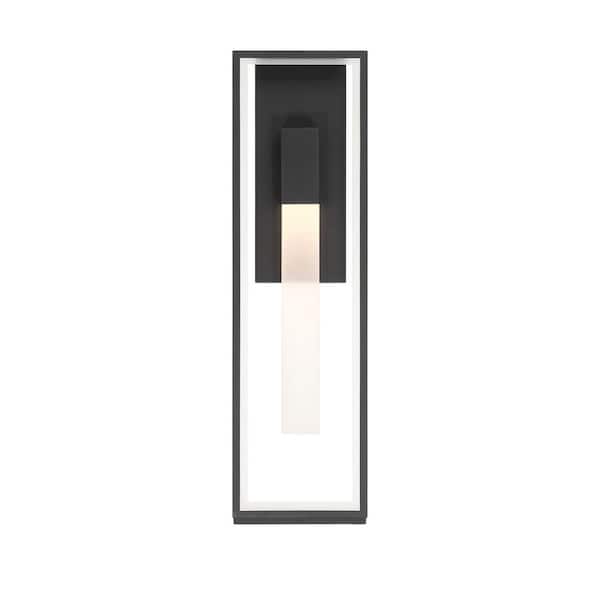 24 in. Black Outdoor Hardwire Wall Lantern Sconce with Integrated LED