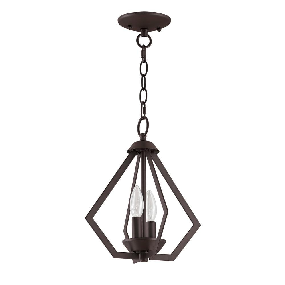 Bronze Mini 2-Light Industrial Candle Chandelier