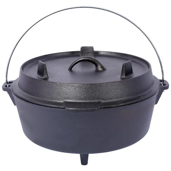 Wildaven 12 qt. Round Pre-Seasoned Cast Iron Dutch Oven in