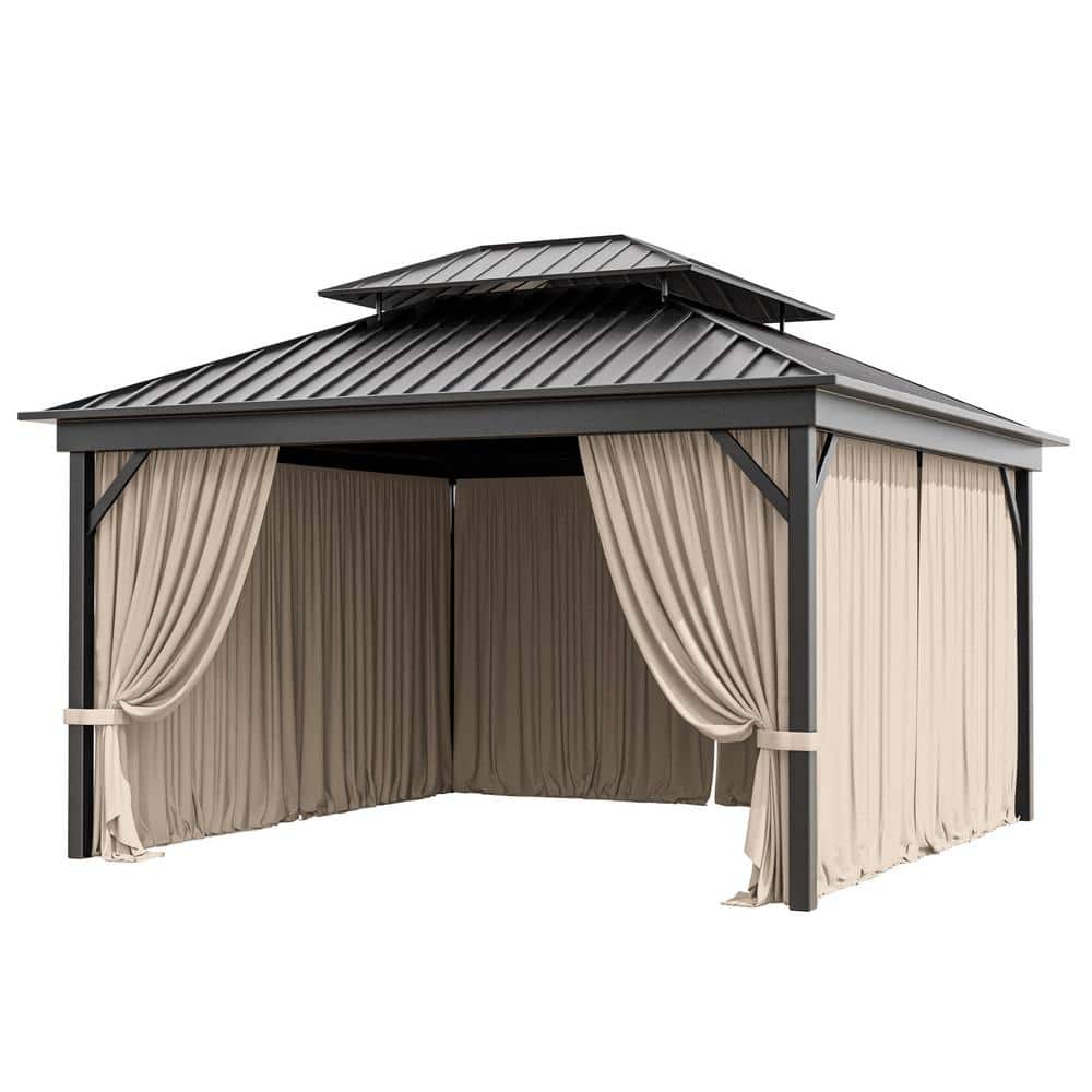 12 ft. x 12 ft. Universal Outdoor Privacy Curtains, Gazebo Replacement with Zipper Khaki (4-Side Curtain Only) price history on PriceWatchPro