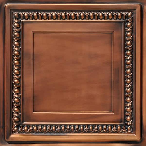 FROM PLAIN TO BEAUTIFUL IN HOURS Cambridge Aged Copper 2 ft. x 2 ft. PVC Glue Up or Lay In Ceiling Tile (200 sq. ft./case)