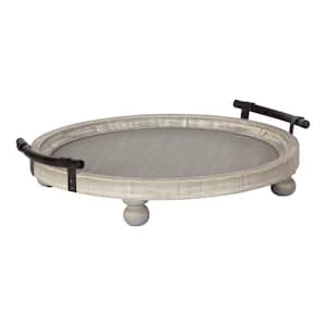 Bruillet 15 in. x 17 in. Gray Round Decorative Tray