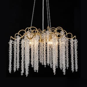 Theodora Modern Contemporary 6-Light Brass Chandelier with Hanging Crystal