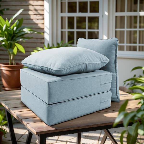 24 in. x 24 in. x 6 in. 4-Piece Deep Seating Water & Fade Resistant Outdoor Lounge Chair Replacement Cushion Set in Blue
