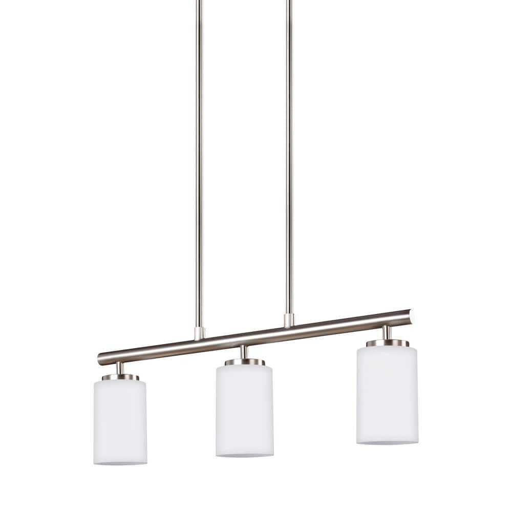Oslo Brushed Nickel 3-Light Island Pendant with Opal Etched Glass