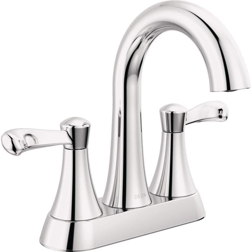 Delta Esato 4 in. Centerset Double Handle Bathroom Faucet in Polished ...