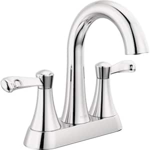 Esato 4 in. Centerset Double Handle Bathroom Faucet in Polished Chrome
