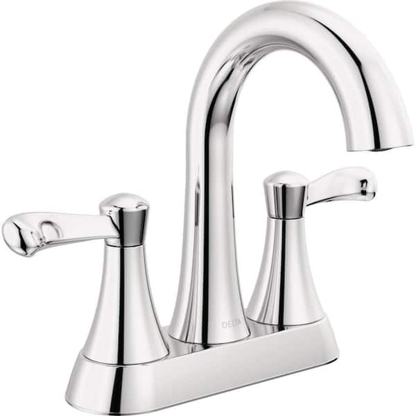 Delta Esato 4 in. Centerset Double Handle Bathroom Faucet in Polished Chrome