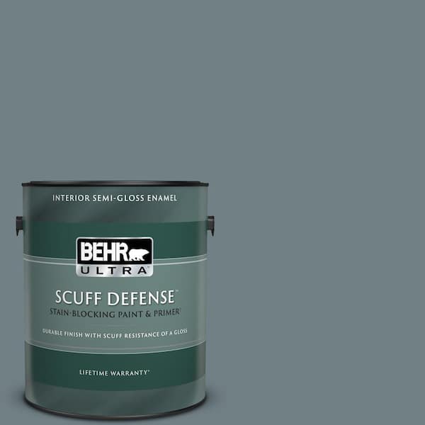 BEHR ULTRA 1 gal. #BXC-48 Courtyard Blue Extra Durable Semi-Gloss Enamel Interior Paint & Primer