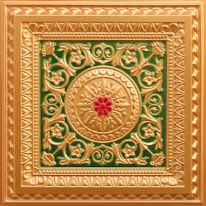 Falkirk Perth Gold-Green-Red 2 ft. x 2 ft. Decorative Victorian Glue Up or Lay In Ceiling Tile (40 sq. ft./case)