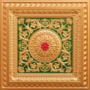 Falkirk Perth Gold-Green-Red 2 ft. x 2 ft. Decorative Victorian Glue Up or Lay In Ceiling Tile (100 sq. ft./case)