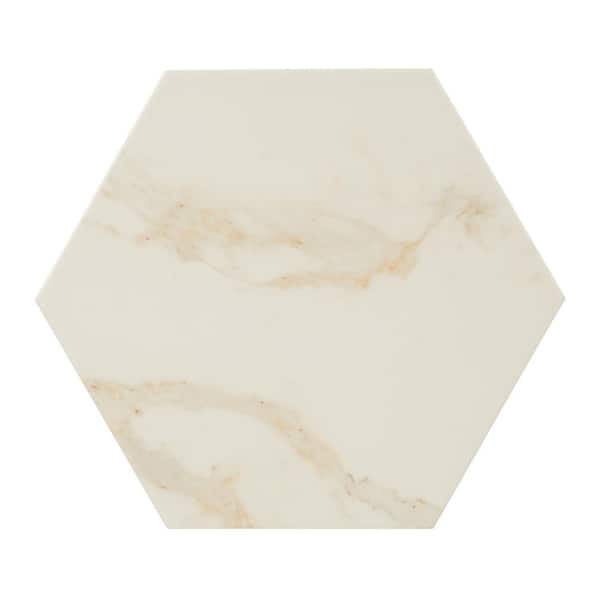 Toscana Carrara Hexagon 9 in. x 10 in. Matte Glazed Porcelain Floor and Wall Tile (8.06 sq. ft. / Case)