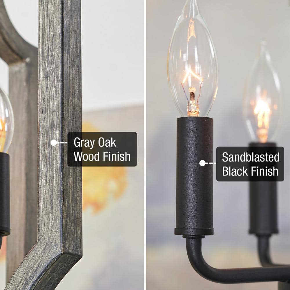 Sandblasted Black and Gray Oak Farmhouse Metal Pendant Light