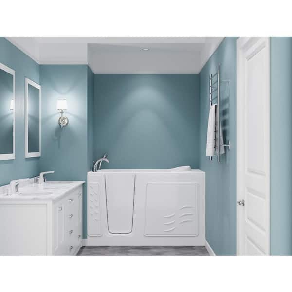 Builder's Series 30 in. L x 59 in. W Left Side Drain Air Jetted Bathtub in White with Fast Filling Faucet with Wand