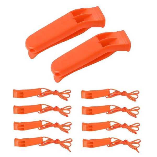 2.75 in. Orange Loud Dual Tube Marine Safety Whistles with Adjustable Lanyards (10-Pack)