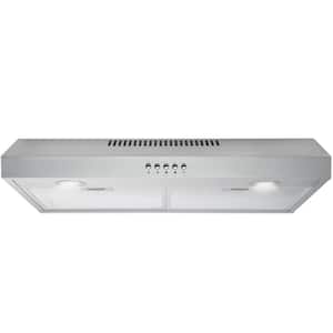 30 in. Under Cabinet Range Hood in Stainless Steel with Professional Baffle Filters, LED lights, Push Button Control