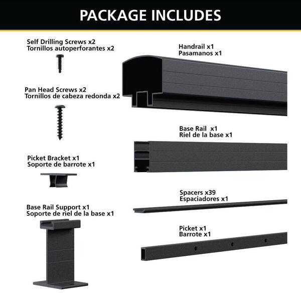 PEAK 42 in. H x 6 ft. W Cable Railing Aluminum Hand and Base Rail
