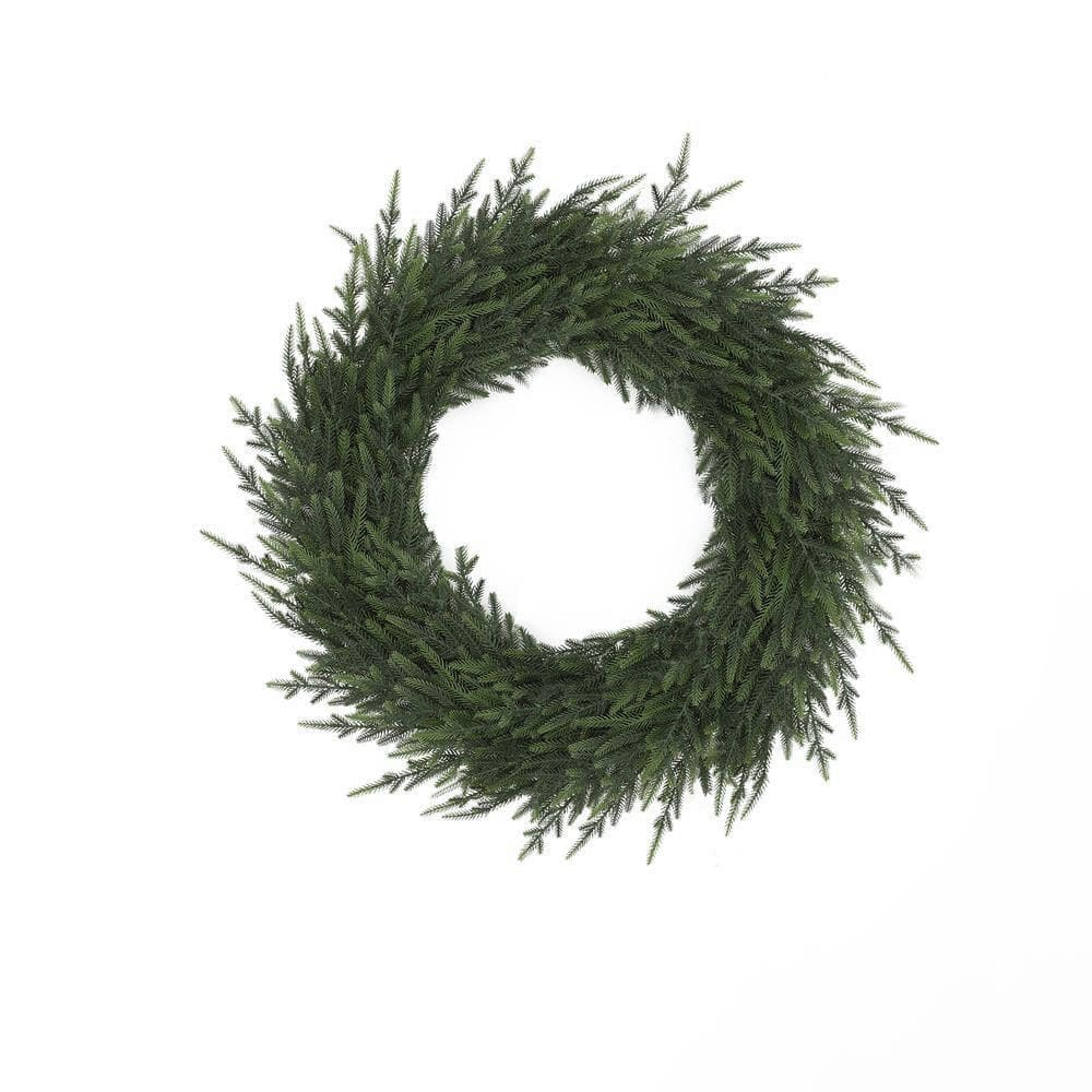 35 in. Large Artificial Holiday Wreath, Green Christmas Mantel and Entryway Accent