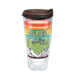 Adventure Is Calling 24 oz. Clear Plastic Travel Mugs Double Walled Insulated Tumbler with Travel Lid