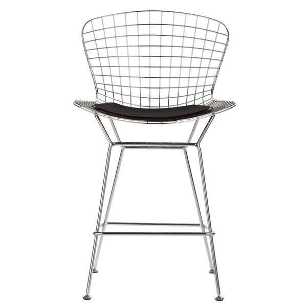 Home Decorators Collection James 24 in. Black Cushioned Counter Stool in Chrome with Back