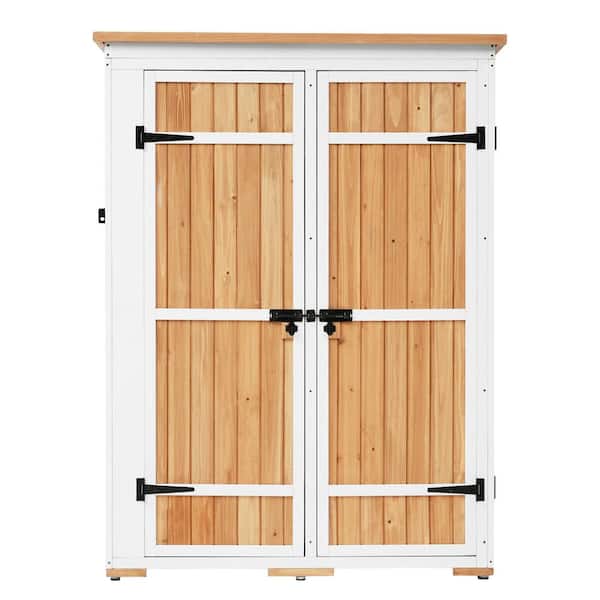 LuckByte 5.4 ft. x 4.1 ft. Outdoor Natural Wood Storage Shed with