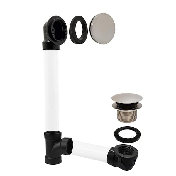 Illusionary No-Hole Sch. 40 ABS Plumbers Pack with Tip-Toe Bath Drain, Stainless Steel