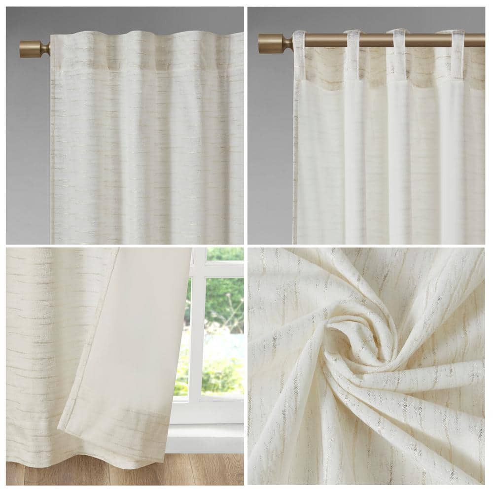 White and Gold Room Darkening Velvet Window Panel Pair