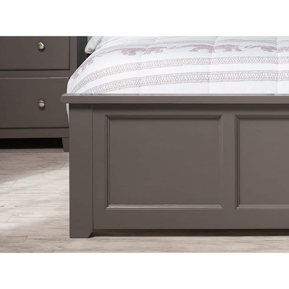 Madison Gray Solid Wood Full Platform Bed with Headboard