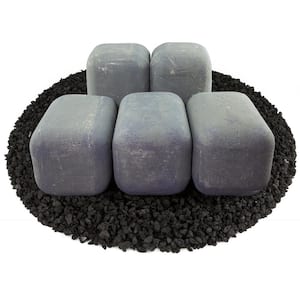 6 in. Ceramic Fire Rectangles in Light Gray Other Fire Pit and Fireplace Outdoor Heating Accessory (5-Pack)