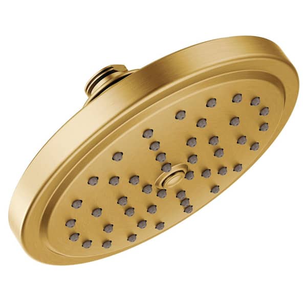 1-Spray Pattern with 2.5 GPM 6.75 in. Wall Mount Fixed Shower Head in Brushed Gold