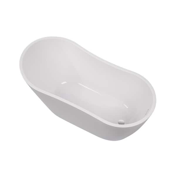 Vanity Art Limoges 55 in. Acrylic Flatbottom Bathtub in White/Polished Chrome