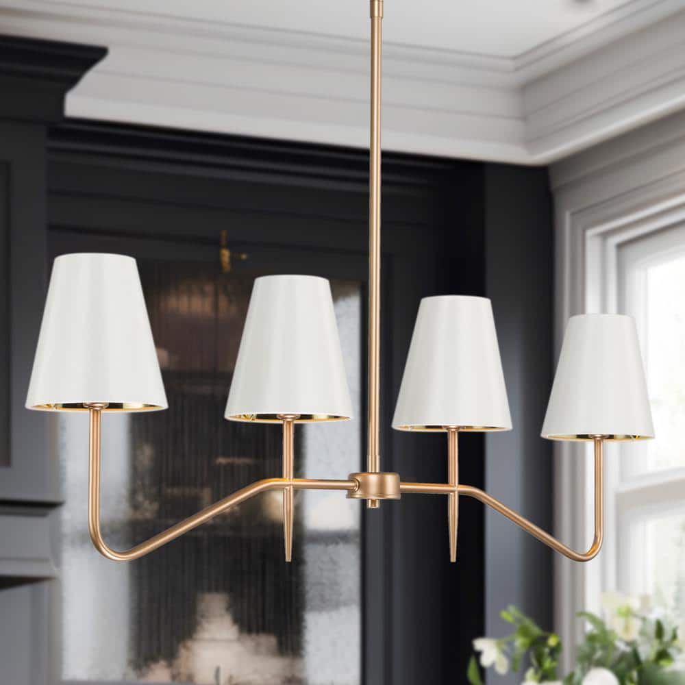 Modern Gold Chandelier 4-Light Linear Kitchen Island Chandelier with Cone Fabric Shades price history on PriceWatchPro