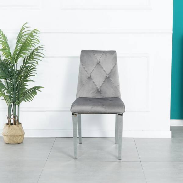 grey fabric dining chairs chrome legs