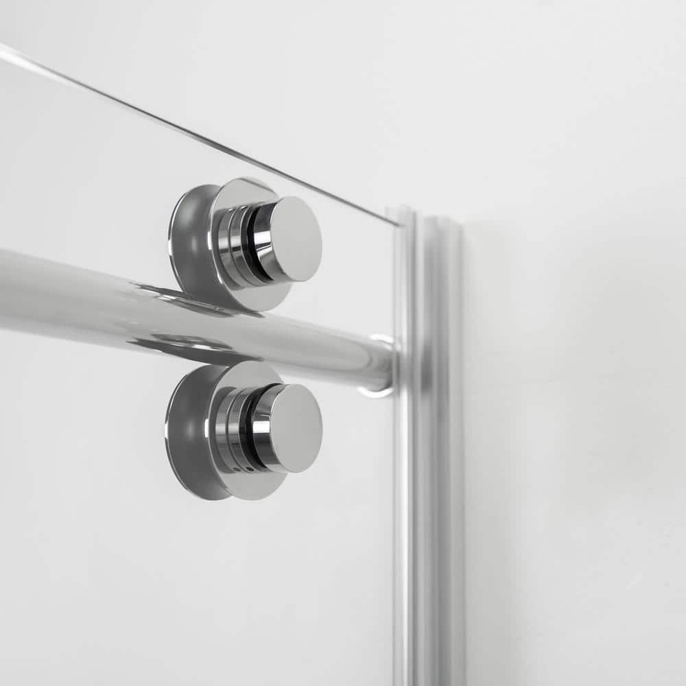 Tidy 60" x 78" Frameless Clear Glass Shower Door with Chrome Finish