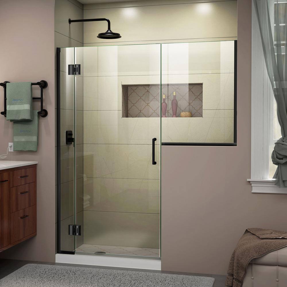 Unidoor-X 60" Matte Black Frameless Hinged Shower Door