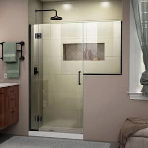 Unidoor-X 68 to 68.5 in. x 72 in. Frameless Hinged Shower Door in Matte Black