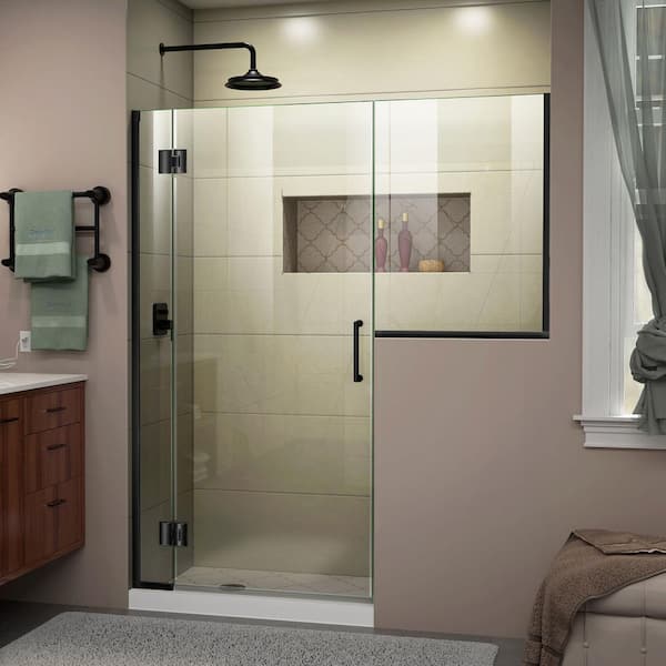 DreamLine Unidoor-X 69 to 69.5 in. x 72 in. Frameless Hinged Shower Door in Matte Black