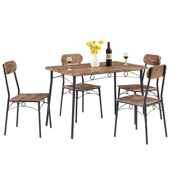 VECELO 5-Piece Dining Table Set, Rectangular Kitchen Table 