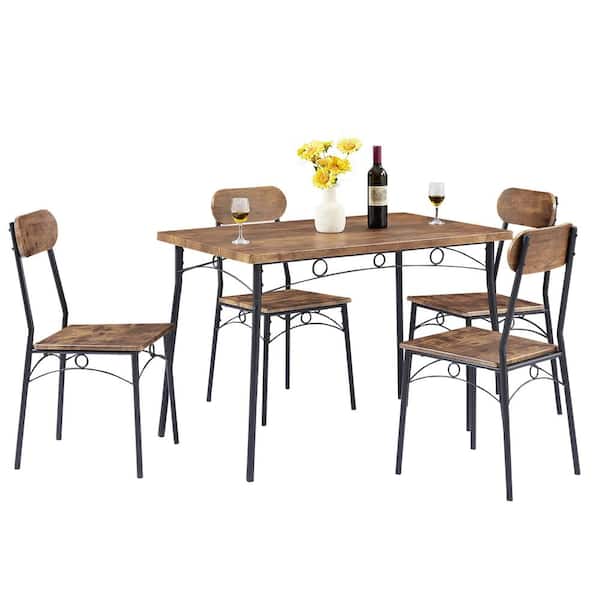 VECELO 5-Piece Dining Table Set, Rectangular Kitchen Table