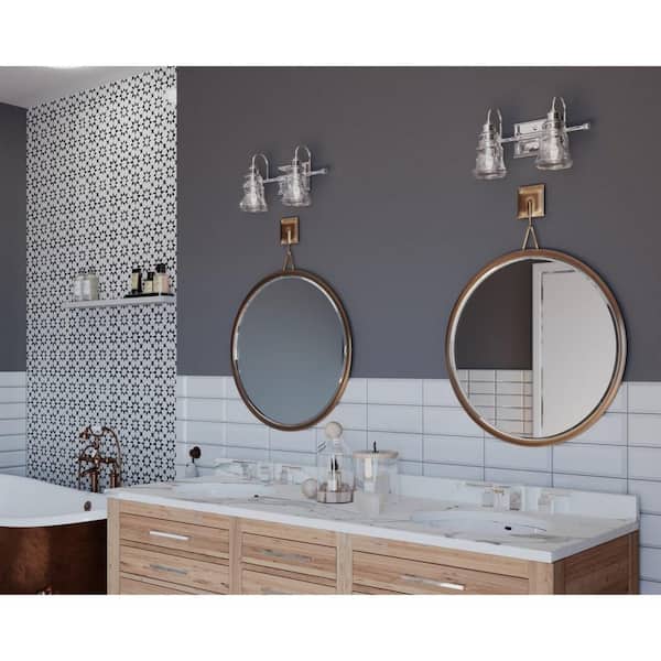 Litchfield Collection 2-Light Polished Chrome Clear Glass Coastal Bath Vanity Light