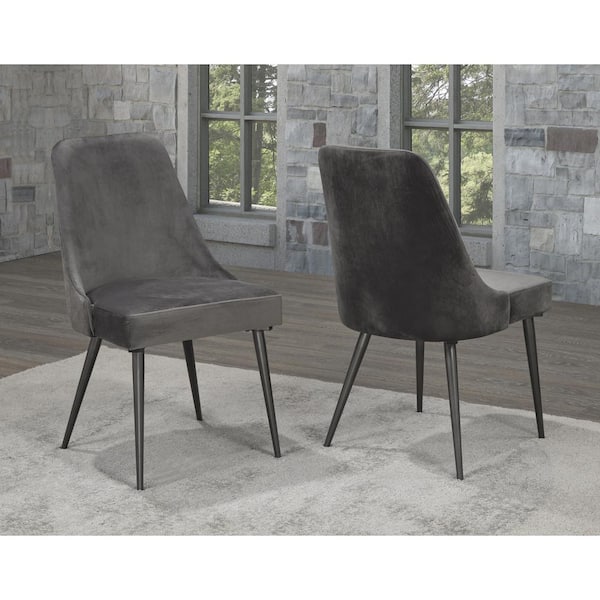 Unbranded Lune Grey Fabric Dining Chair Set of 2