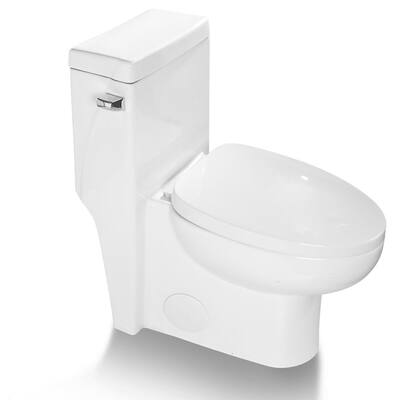 Jose 1-Piece 1.28 GPF Single Flush round Toilet in White, Seat Included